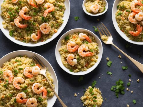 Egg-fried cauliflower rice with prawn cracker crumbs