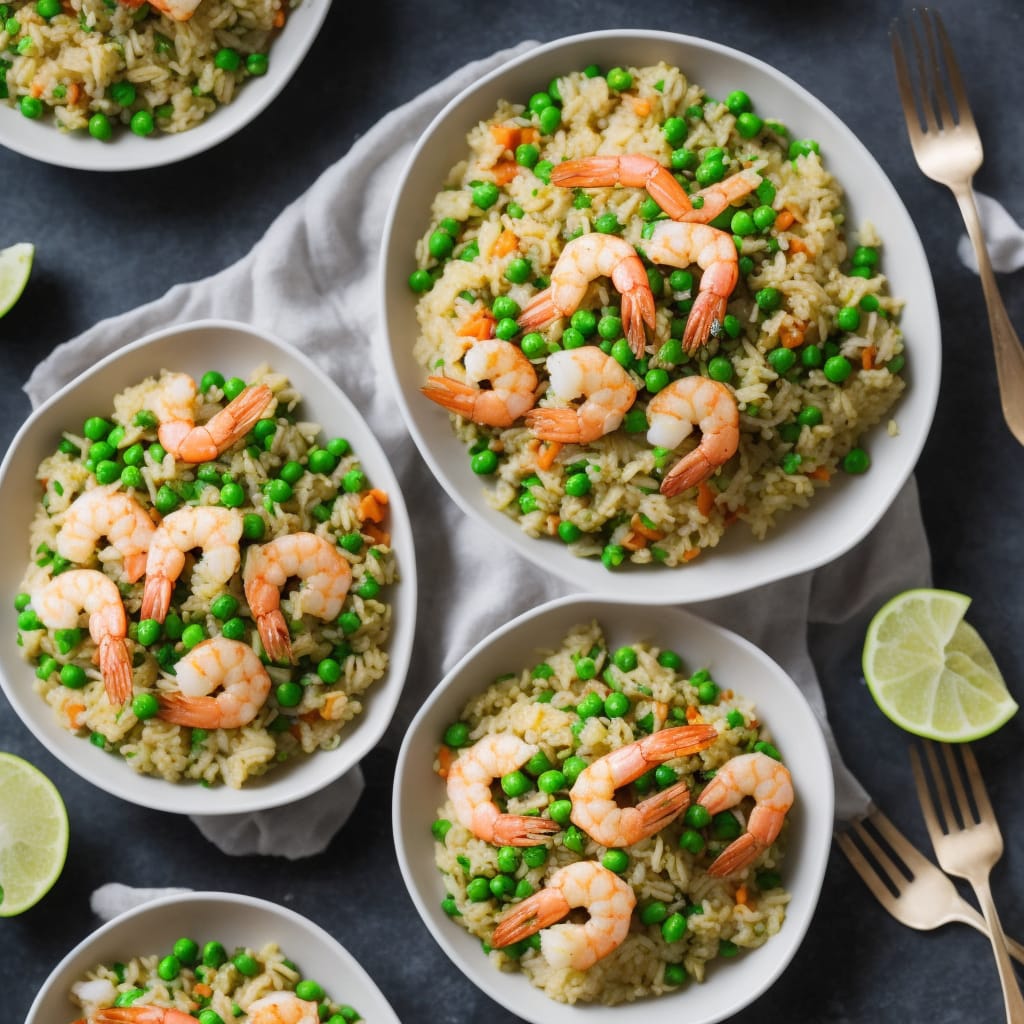 Egg Fried Rice with Prawns & Peas