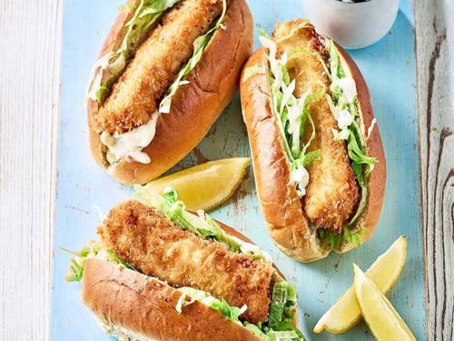 Fish Dogs with Lemony Fennel Slaw