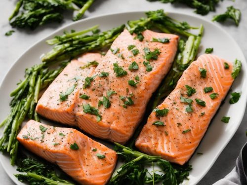 Foil-poached salmon with herby mayo