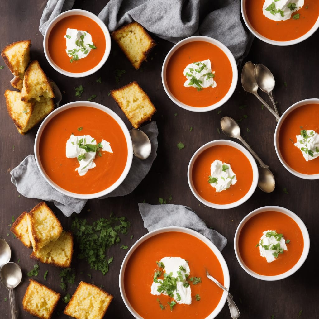 Fresh Tomato Soup with Cheesy Cornbread