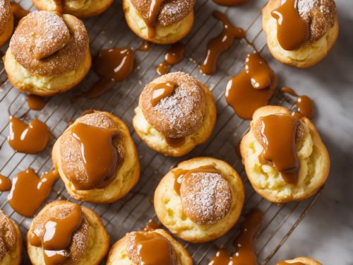 Fruit-filled Choux Buns with Caramel Sauce