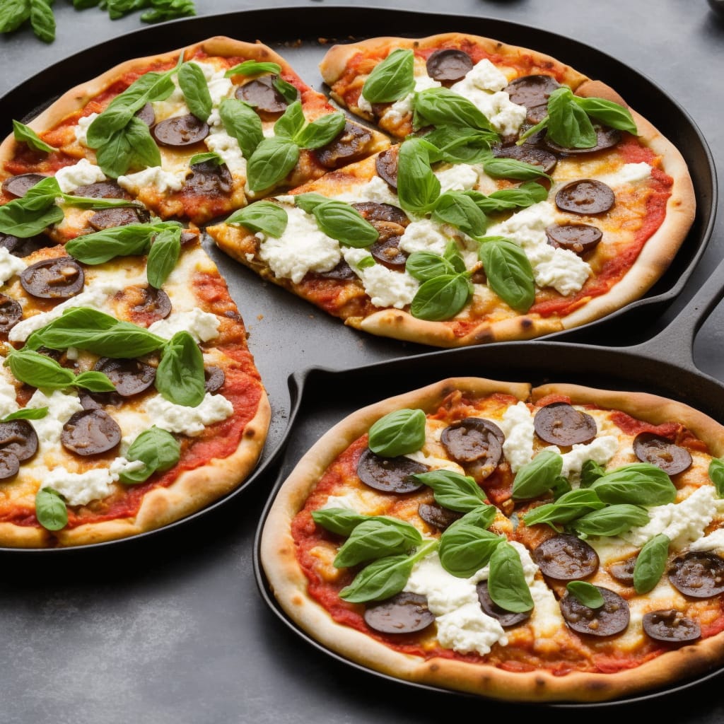 Frying Pan Pizza with Aubergine, Ricotta & Mint