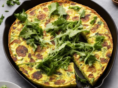 Goat’s cheese & caramelised onion frittata with a lemony green salad