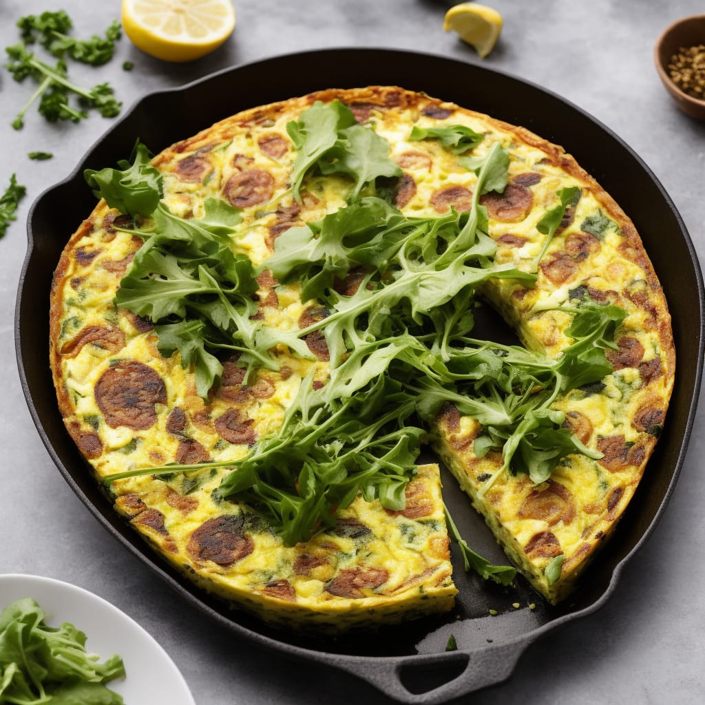 Goat’s cheese & caramelised onion frittata with a lemony green salad