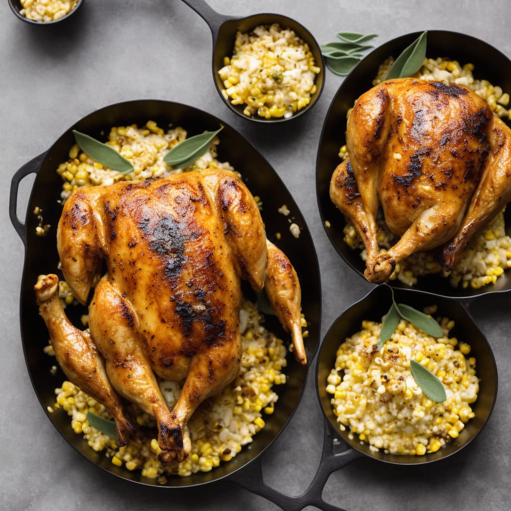 Golden Roast Chicken with Sweetcorn, Sage & Garlic