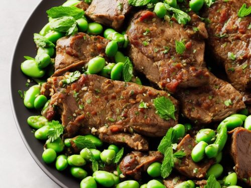 Greek lamb with smoked aubergine & minty broad beans