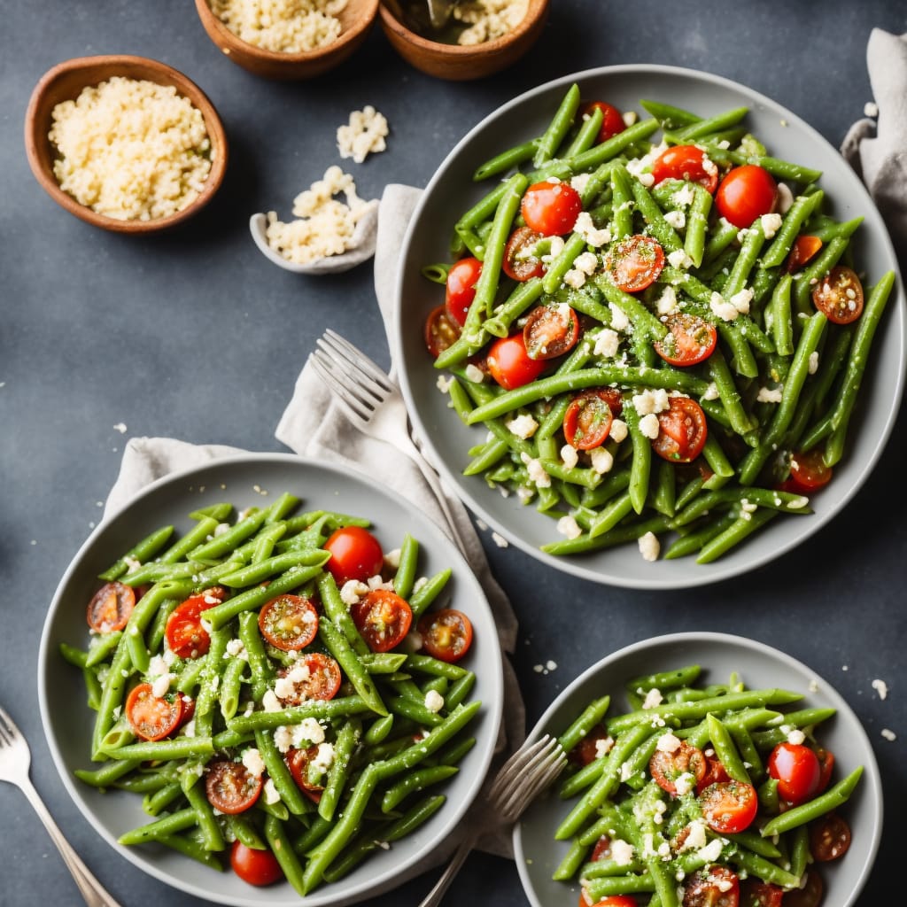 Green Bean & Penne Salad with Tomato and Olive Dressing