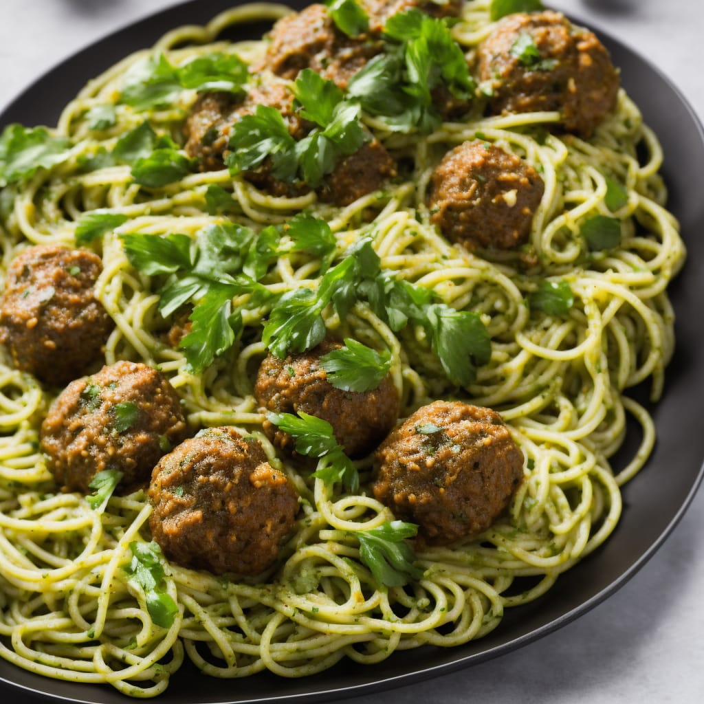 Green Spaghetti & Meatballs