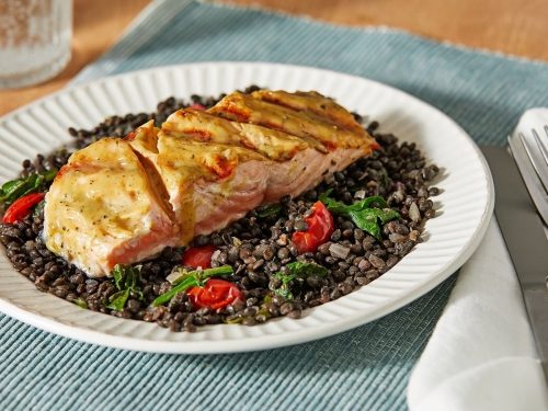 Gremolata-Crusted Salmon with Lentils & Spinach