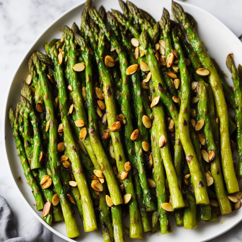 Griddled asparagus with flaked almonds & butter