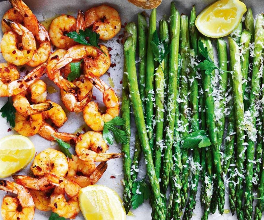 Griddled Asparagus with Prawns & Rouille