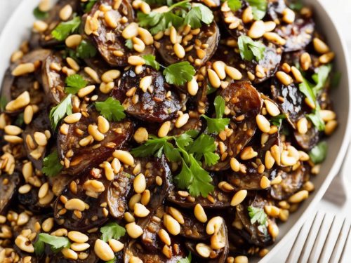 Griddled Aubergine Salad with Sultanas & Pine Nuts