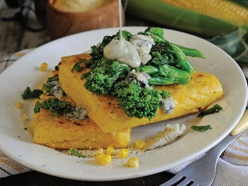 Griddled Polenta with Corn & Green Salsa