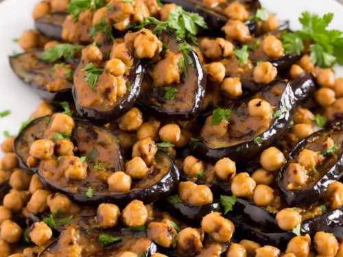 Grilled Aubergines with Spicy Chickpeas & Walnut Sauce