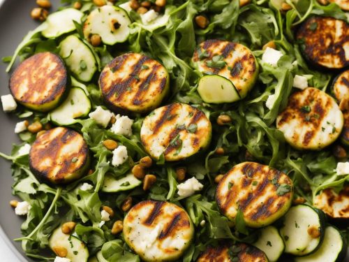 Grilled Courgette Halloumi Salad with Caper Lemon Dressing