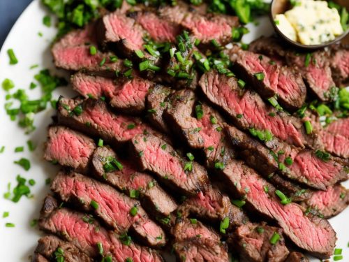 Grilled Flat Iron Steak with Blue Cheese-Chive Butter