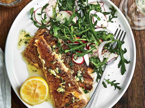 Grilled Herrings with Mustard & Basil Dressing