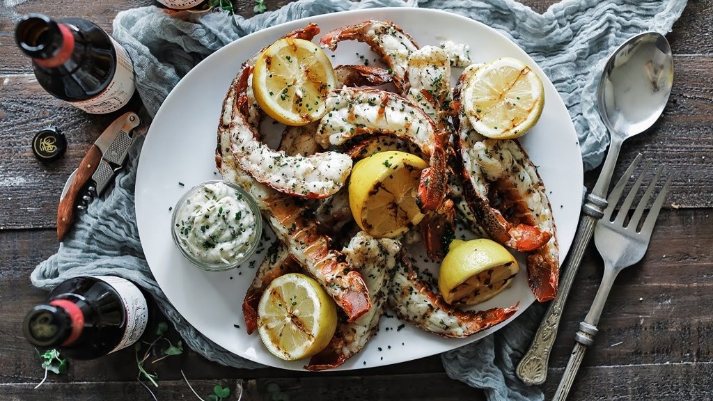 Grilled Lobster Tails with Lemon & Herb Butter