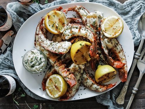 Grilled Lobster Tails with Lemon & Herb Butter