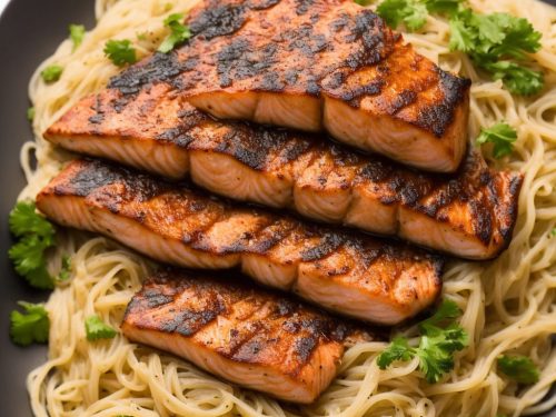 Grilled Miso Salmon with Rice Noodles