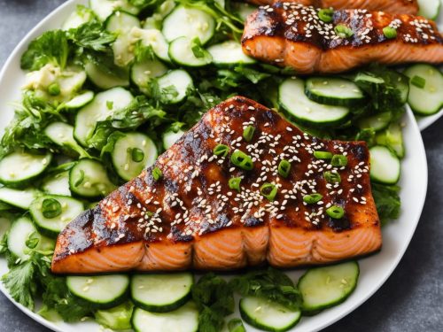 Grilled Salmon Teriyaki with Cucumber Salad