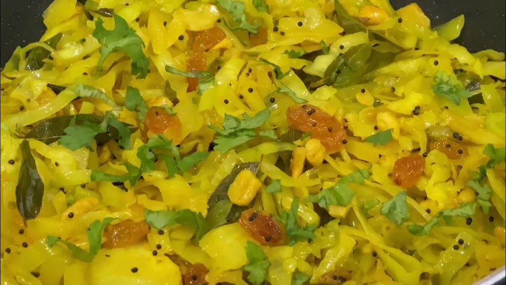 Gujarati cabbage with coconut & potato recipe