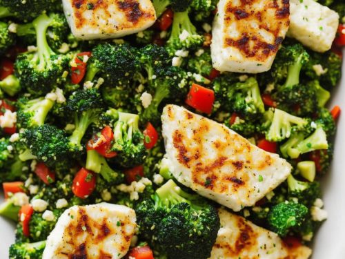 Halloumi with Broccoli Tabbouleh & Honey-Harissa Dressing