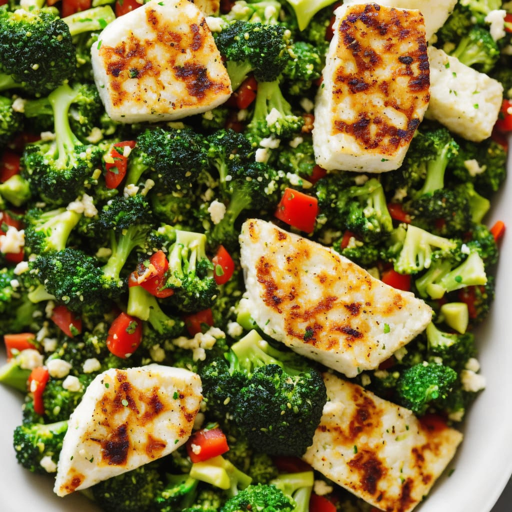 Halloumi with Broccoli Tabbouleh & Honey-Harissa Dressing