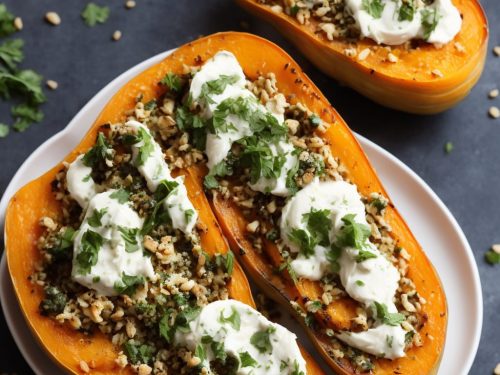 Hasselback Butternut Squash with Tahini Yogurt & Gremolata