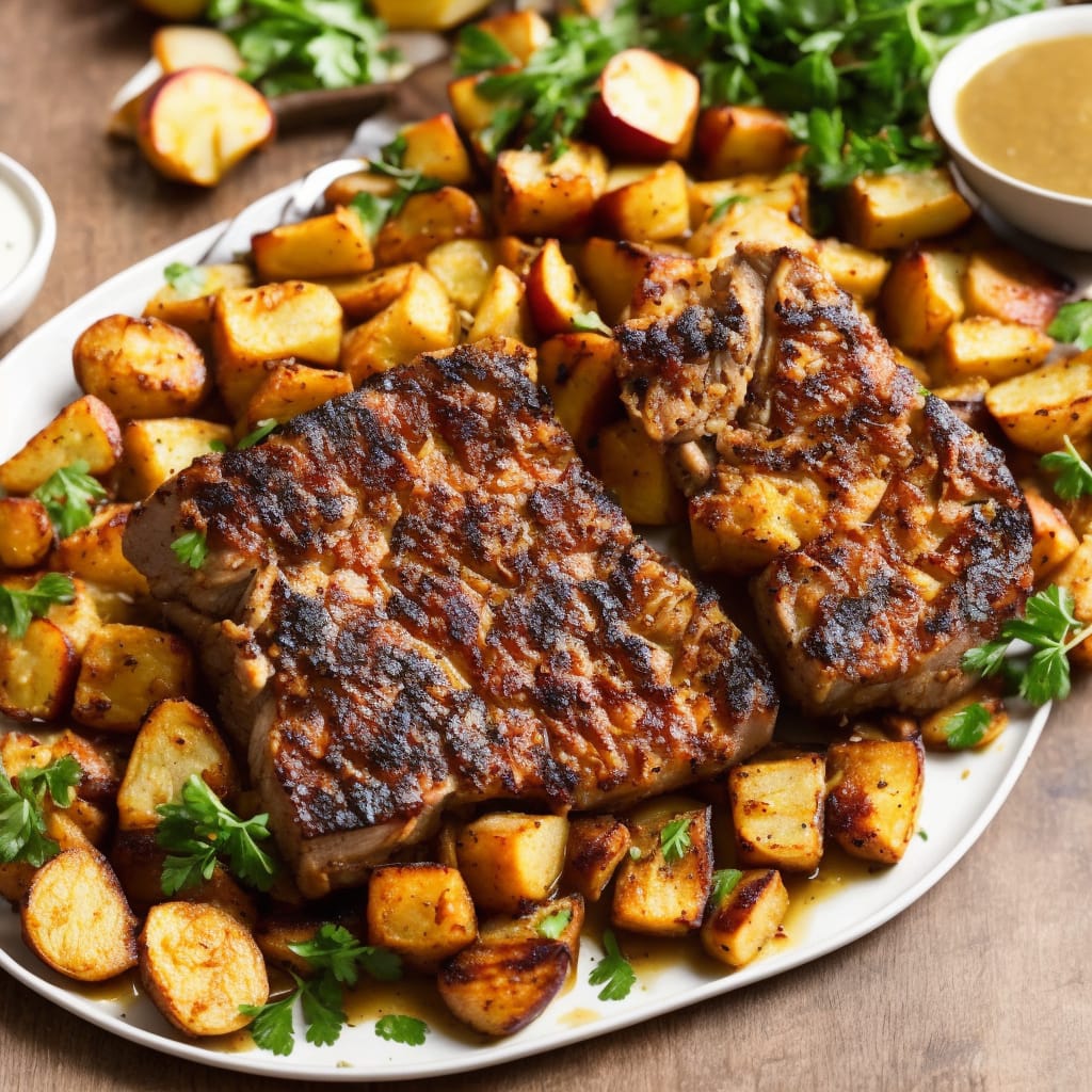 Herb Roast Pork with Vegetable Roasties & Apple Gravy