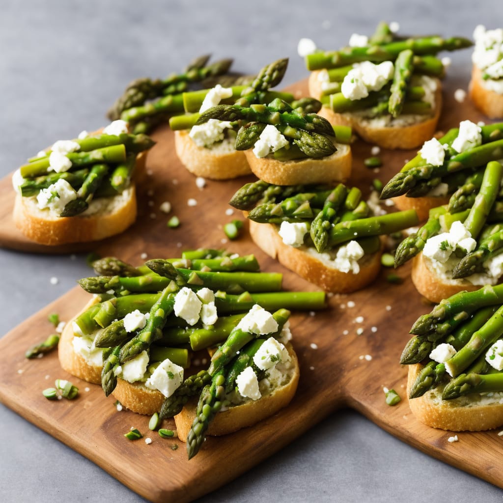 Herbed Broad Bean & Feta Crostini with Asparagus