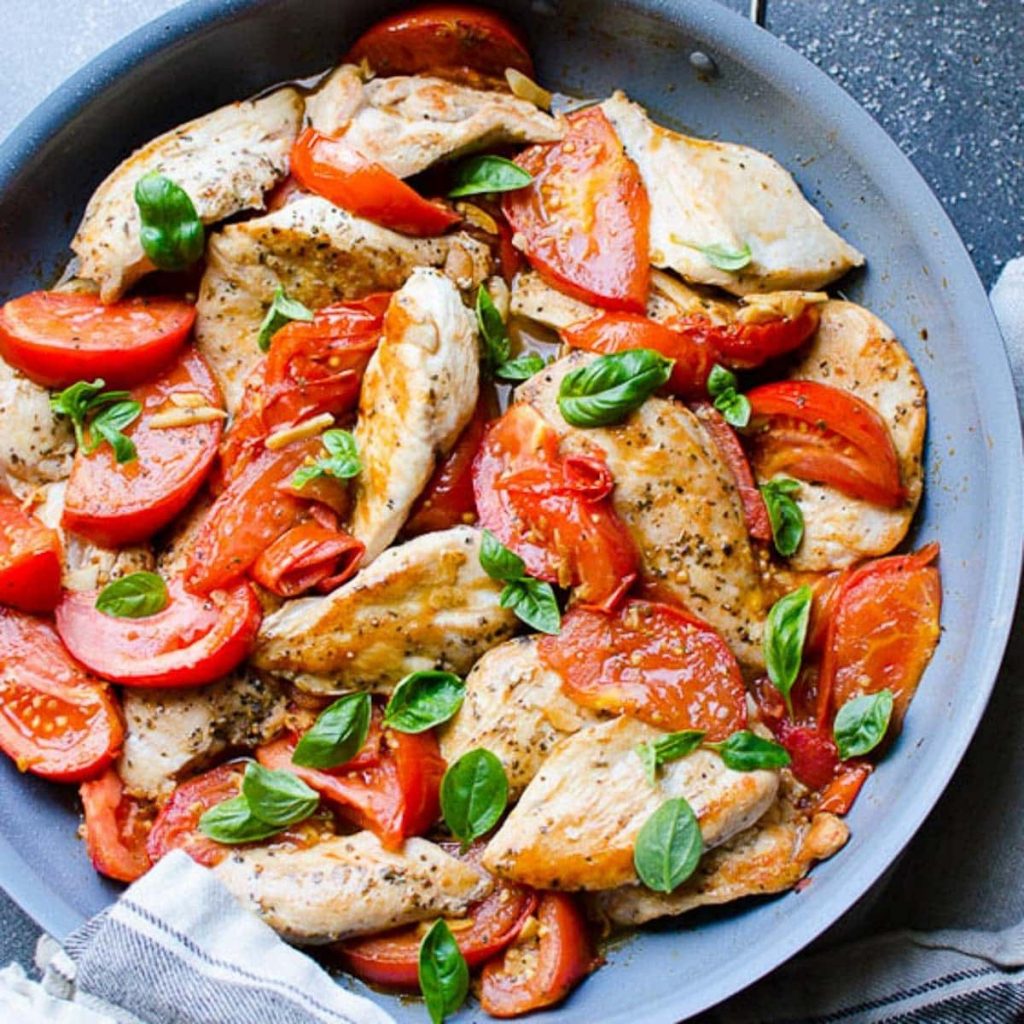 Herby Cheese Roast Chicken & Baked Tomatoes