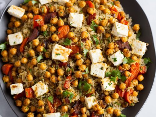 Herby Rice with Roasted Veg, Chickpeas & Halloumi