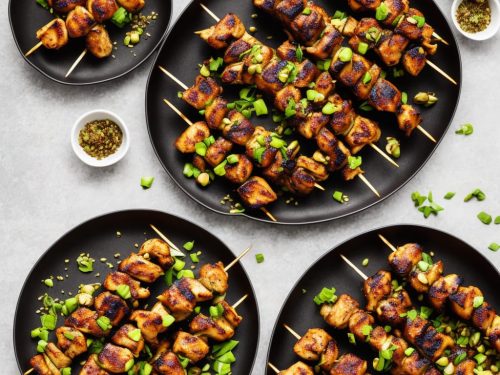 Honey & Cumin Chicken and Aubergine Skewers with Pistachio Dukkah