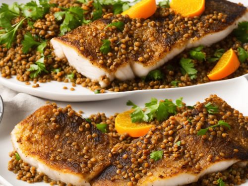 Honey & Orange Roast Sea Bass with Lentils