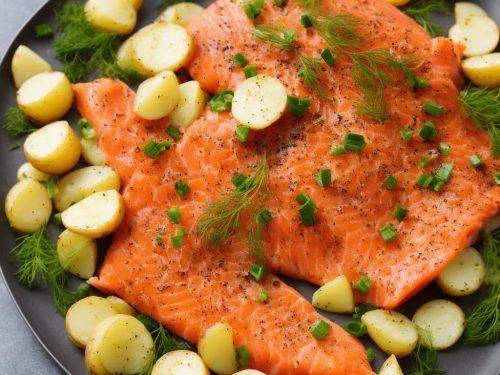 Hot-smoked salmon, double cress & potato salad platter