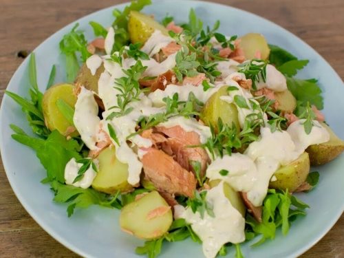 Hot-smoked salmon & potato salad