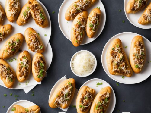 Hotdog pasties with sticky onions