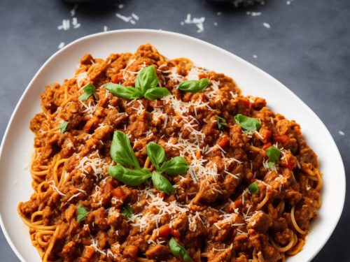 Jackfruit Bolognese with Vegan Parmesan