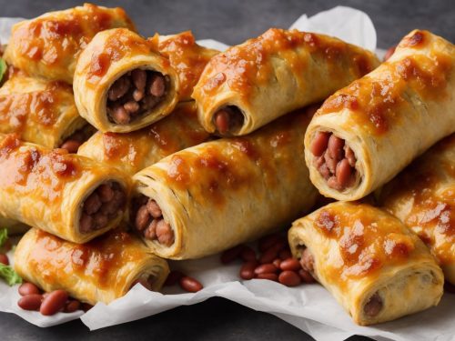 Jumbo Sausage Roll with Salsa Beans