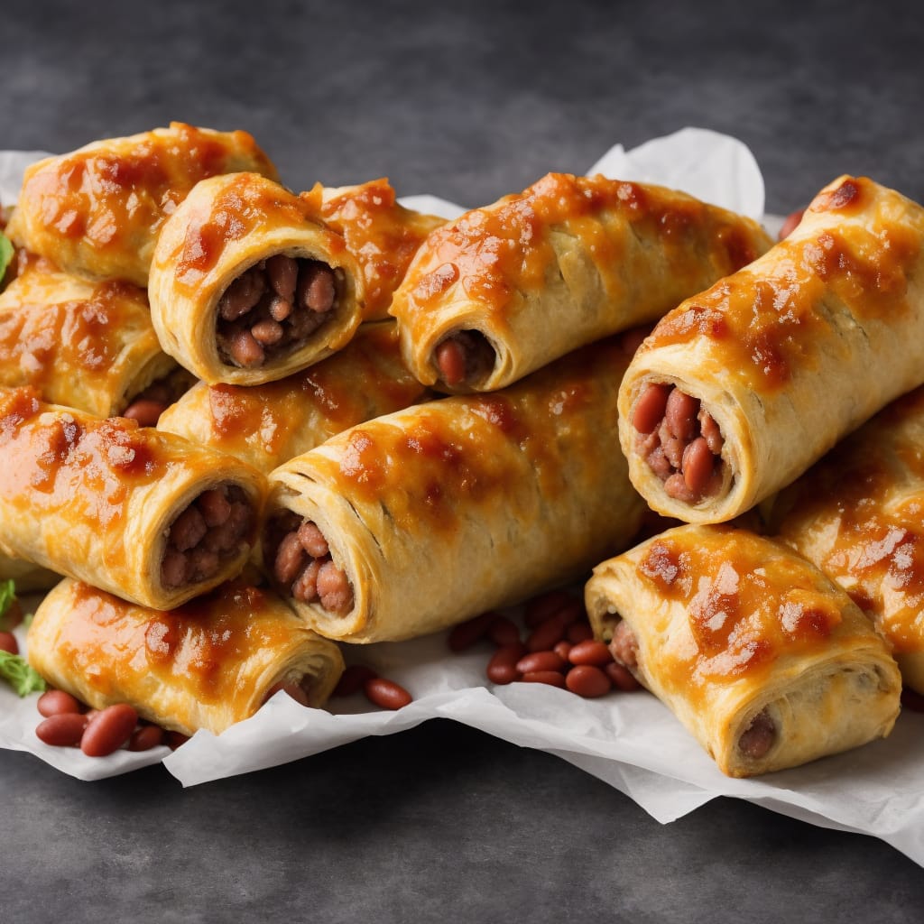 Jumbo Sausage Roll with Salsa Beans