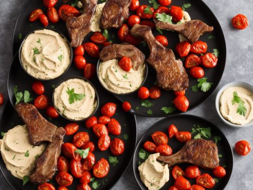 Lamb Chops with Hummus & Roasted Tomatoes