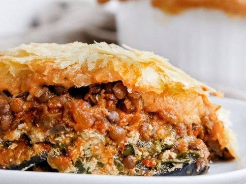 Layered Aubergine & Lentil Bake