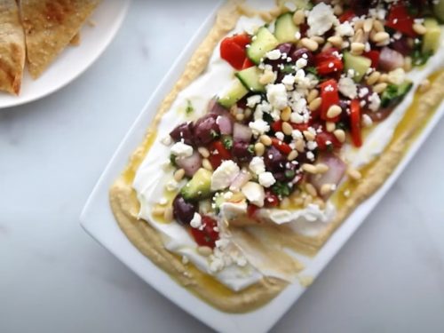 Layered Hummus with Spiced Tortilla Chips