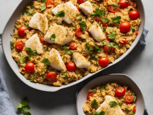 Leek, Tomato & Barley Risotto with Pan-Cooked Cod