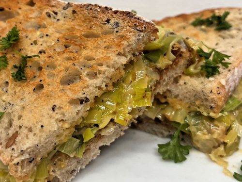 Leek & Wensleydale toasties with quick pickle