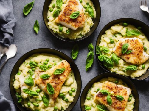 Lemon Cod with Basil Bean Mash