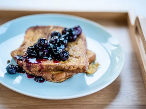 Lemon French Toast with Poached Plums