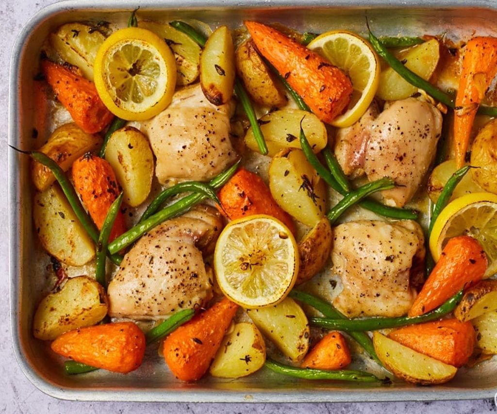 Lemon & Herb Chicken Traybake with Butter Beans & Potato Wedges